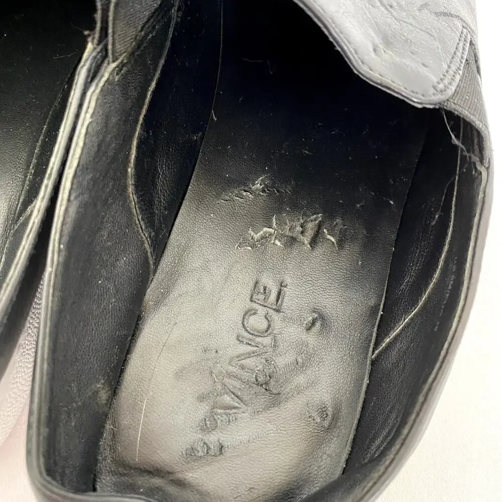 VINCE Verrell Slip-On Leather Sneaker in Black Size 8